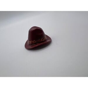 Vintage Barbie Sized Brown Cowboy Western Hat W Sticker Detail Made In Hong Kong